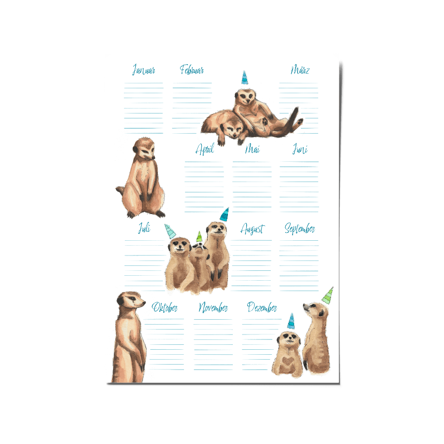 Geburtstagskalender Erdmännchen
