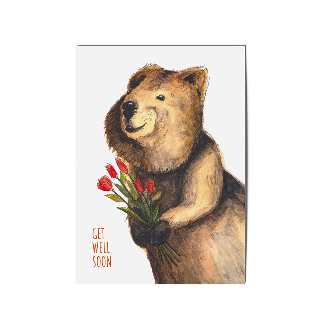 Postkarte Quokka - Get Well Soon!