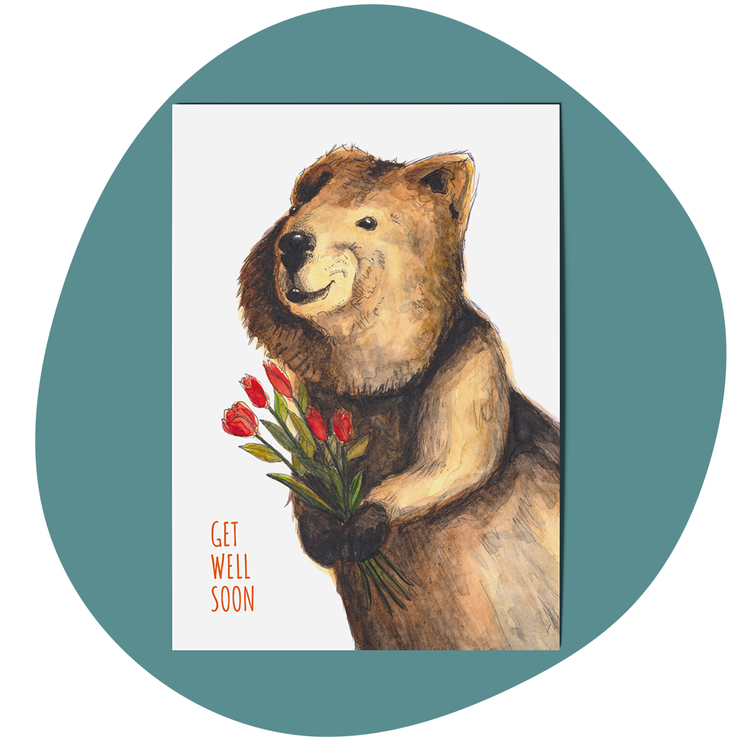 Postkarte Quokka - Get Well Soon!