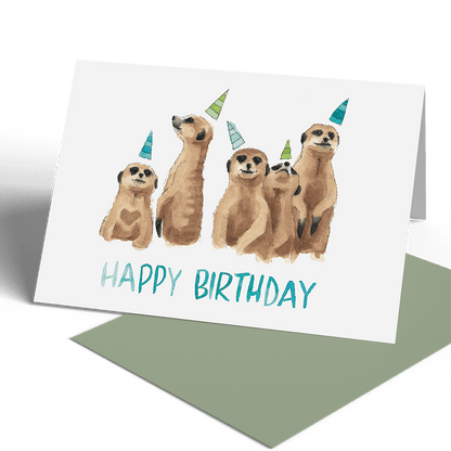 Grußkarte Happy Birthday - Erdmännchen