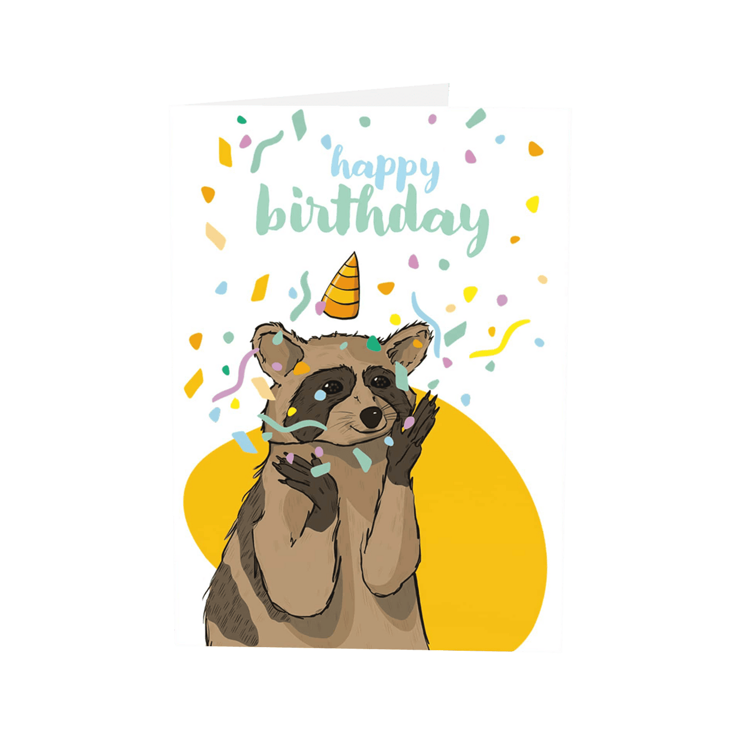 Grußkarte Happy Birthday - Waschbär