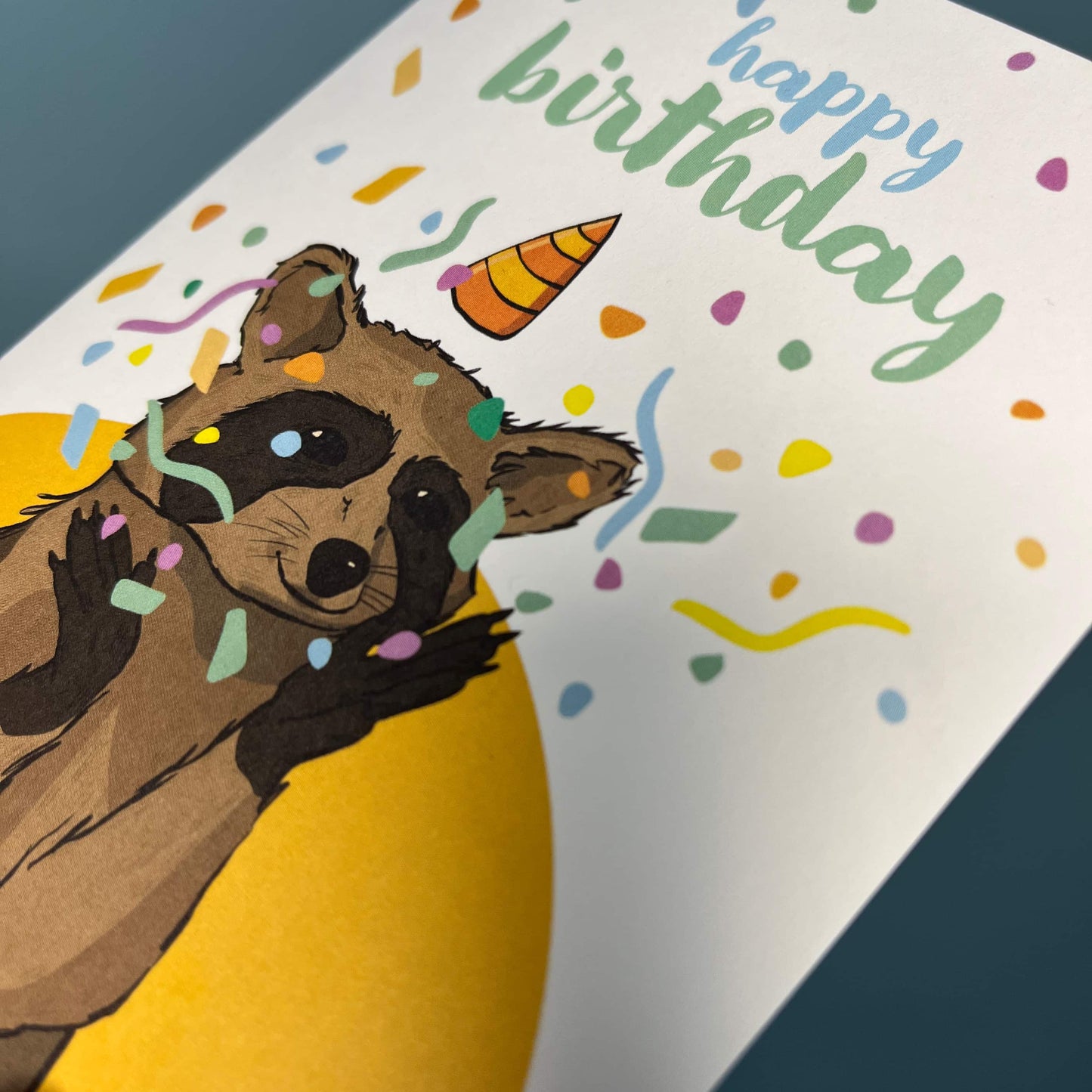 Grußkarte Happy Birthday - Waschbär