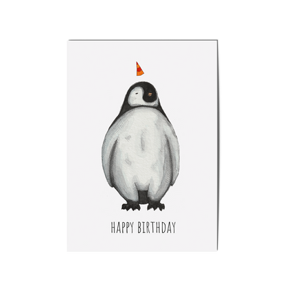 Postkarte Happy Birthday - Pinguin