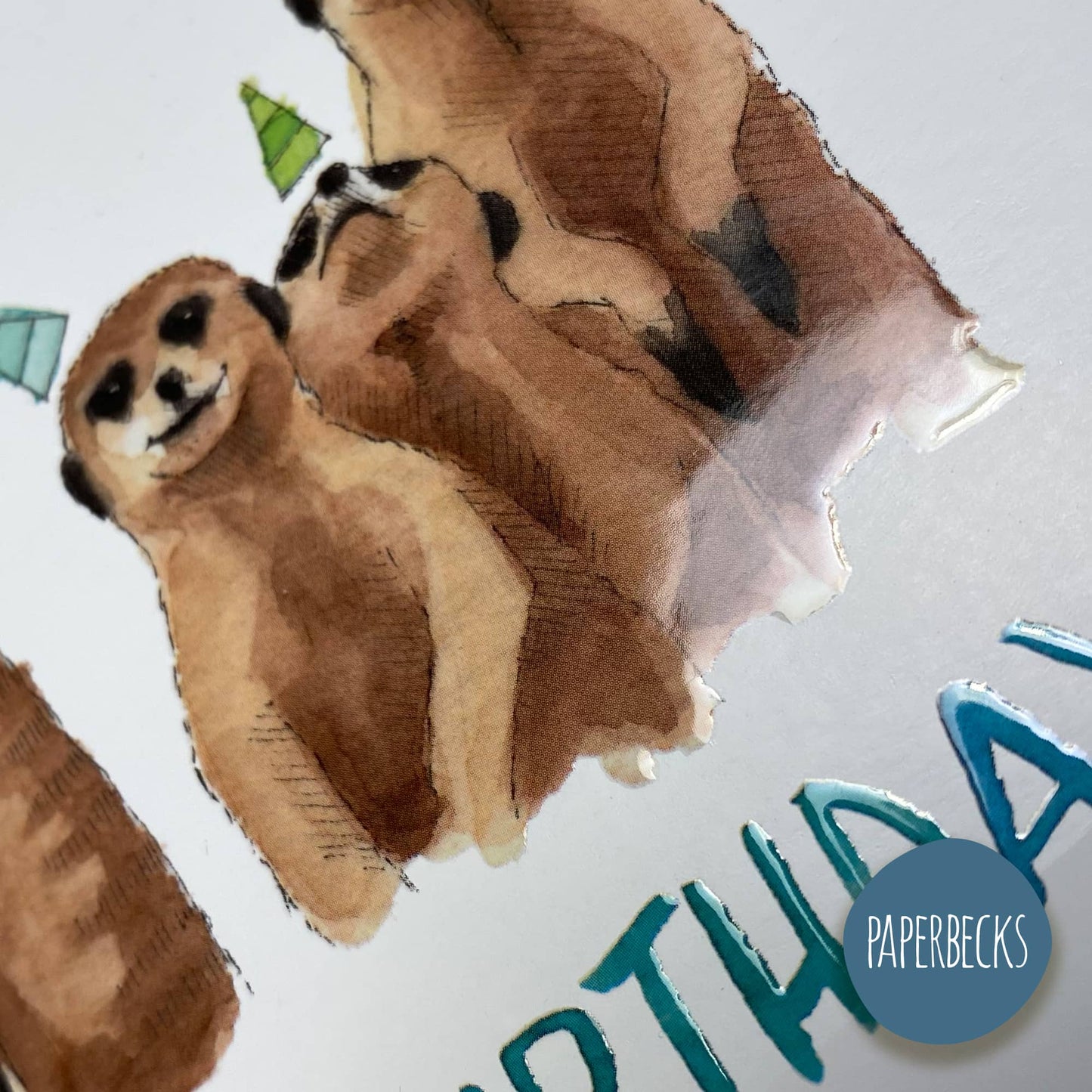 Grußkarte Happy Birthday - Erdmännchen